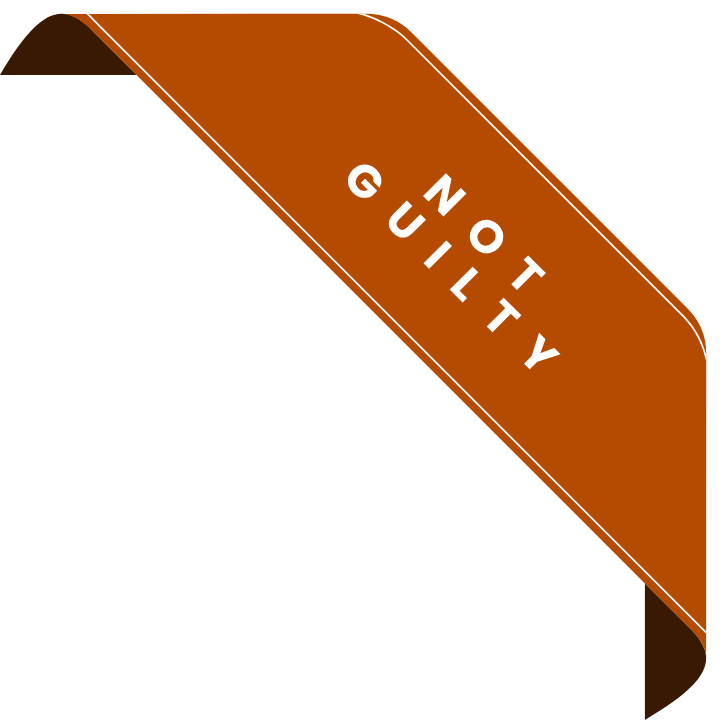 A clipart image of a "not guilty" ribbon, symbolizing innocence and exoneration in legal contexts.